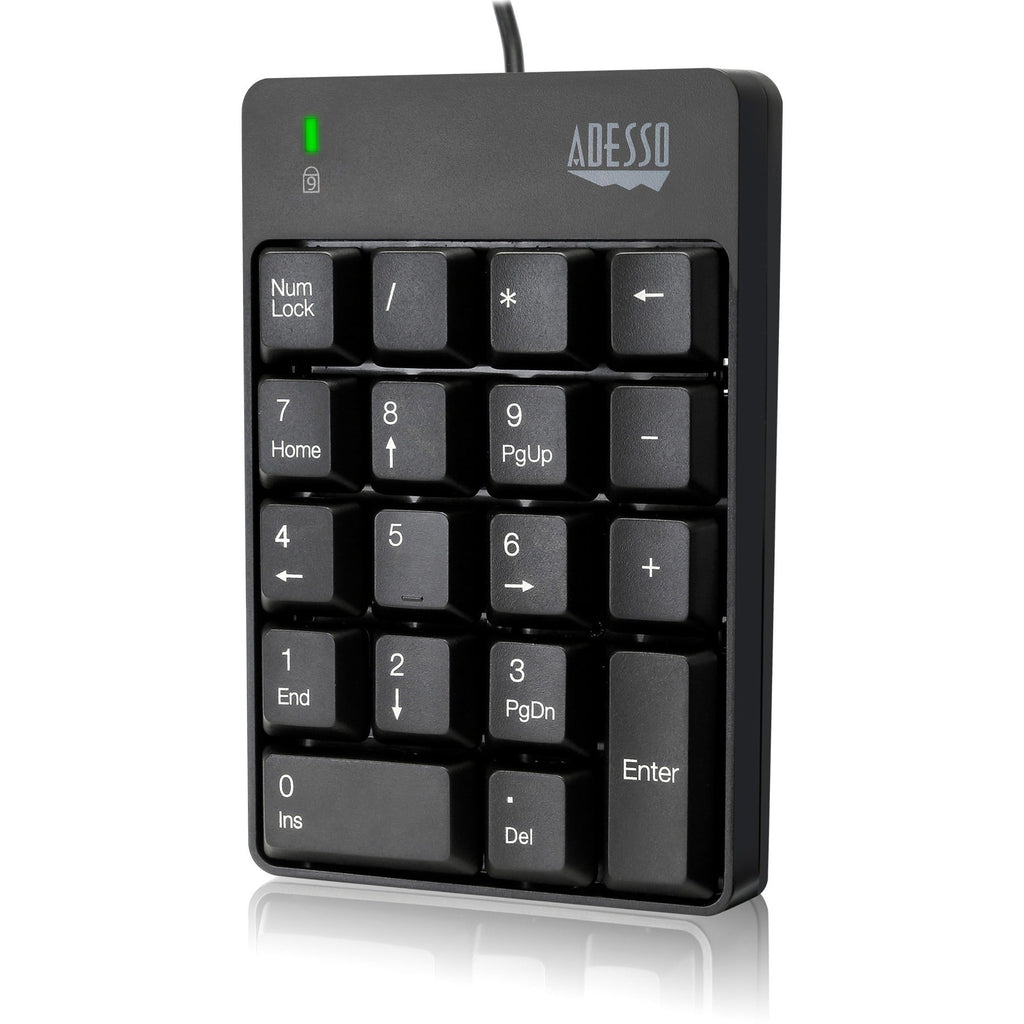 Adesso USB Spill Resistant 18-Key Numeric Keypad - Cable Connectivity - USB Interface - 18 Key - English (US) - Windows - Membrane Keyswitch - Black - AKB-601UB - eCommerce Business Prime