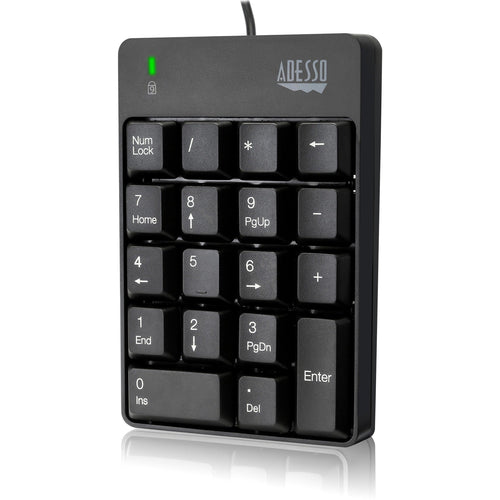 Adesso USB Spill Resistant 18-Key Numeric Keypad - Cable Connectivity - USB Interface - 18 Key - English (US) - Windows - Membrane Keyswitch - Black - AKB-601UB - eCommerce Business Prime