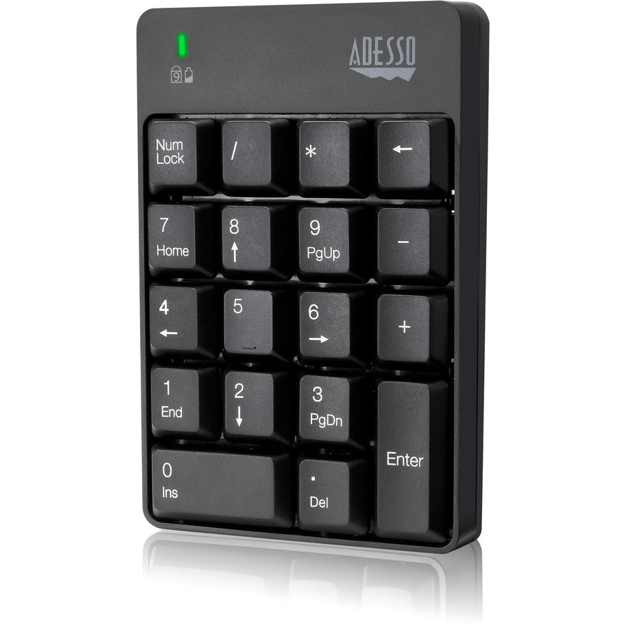 Adesso Wireless Spill Resistant 18-Key Numeric Keypad - Wireless Connectivity - RF - 30 ft - 2.40 GHz - USB Interface - 18 Key - English (US) - Computer - Windows - Membrane Keyswitch - AAA Battery Si - WKB-6010UB - eCommerce Business Prime