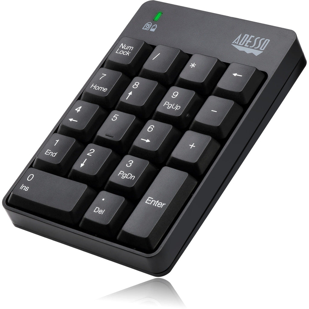 Adesso Wireless Spill Resistant 18-Key Numeric Keypad - Wireless Connectivity - RF - 30 ft - 2.40 GHz - USB Interface - 18 Key - English (US) - Computer - Windows - Membrane Keyswitch - AAA Battery Si - WKB-6010UB - eCommerce Business Prime