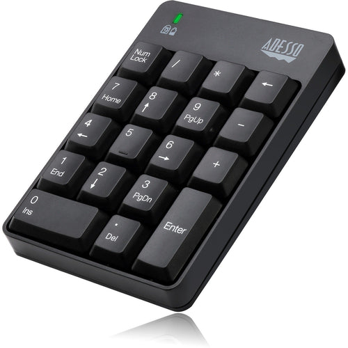Adesso Wireless Spill Resistant 18-Key Numeric Keypad - Wireless Connectivity - RF - 30 ft - 2.40 GHz - USB Interface - 18 Key - English (US) - Computer - Windows - Membrane Keyswitch - AAA Battery Si - WKB-6010UB - eCommerce Business Prime