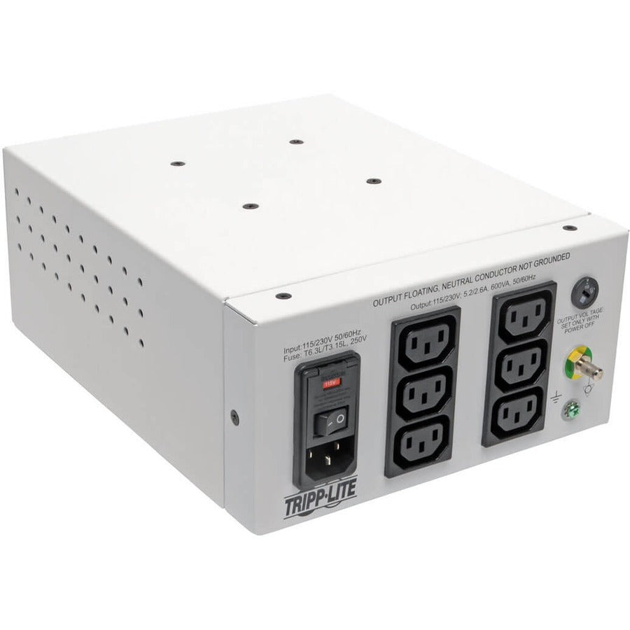 Tripp Lite Isolator Series Dual-Voltage 115/230V 600W 60601-1 Medical-Grade - 600 VA - 120 V AC, 230 V AC Input - 115 V AC, 230 V AC Output - IS600HGDV