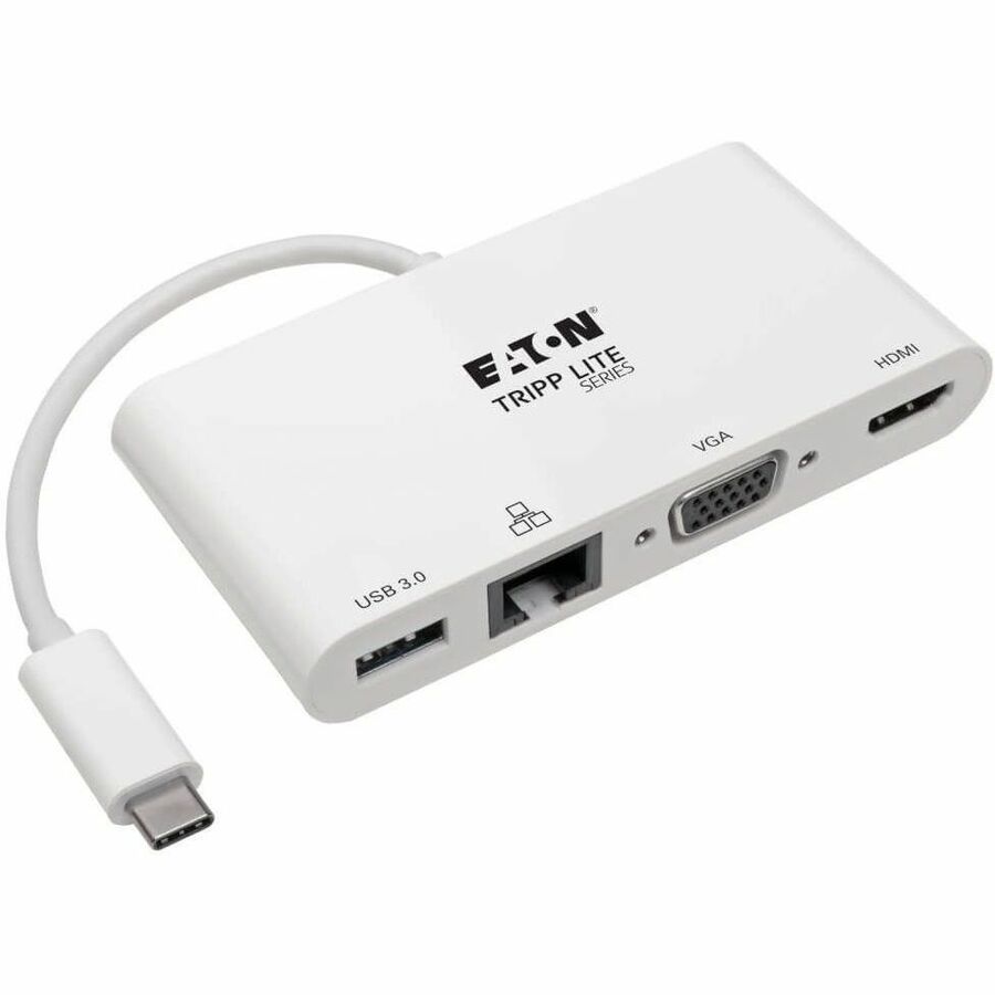 Tripp Lite USB C Docking Station Adapter 4K w/ HDMI, VGA, Gigabit Ethernet, USB-A Hub White, Thunderbolt 3 Compatible - for Notebook/Tablet/Smartphone/Projector/Monitor - USB 3.1 Type C - 2 x USB Port...  - U444-06N-HV4GU - eCommerce Business Prime