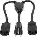 Tripp Lite C14 to C13 Splitter PDU Style C14 Male to 2x C13 Female 10A 18in - For Computer, PDU, Monitor, UPS, Printer, Amplifier, Scanner - 120 V AC / 10 A, 230 V AC - Black - North America - P004-18N-2C13 - eCommerce Business Prime
