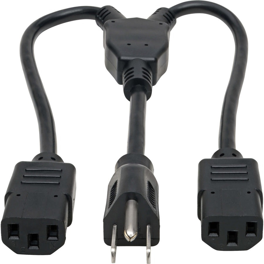 Tripp Lite C14 to C13 Splitter PDU Style C14 Male to 2x C13 Female 10A 18in - For Computer, PDU, Monitor, UPS, Printer, Amplifier, Scanner - 120 V AC / 10 A, 230 V AC - Black - North America - P004-18N-2C13 - eCommerce Business Prime