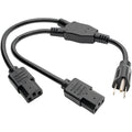 Tripp Lite Dual IEC Power Cord Splitter Cable 5-15P to 2x IEC-320 C13 18in - For Desktop Computer - Black - P006-18N-2 - eCommerce Business Prime
