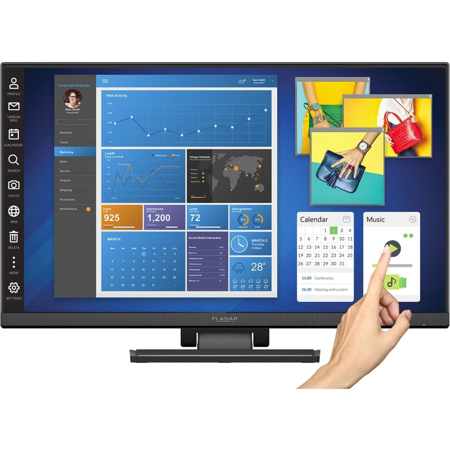 Planar Helium PCT2435 23.8" LCD Touchscreen Monitor - 16:9 - 14 ms - Projected CapacitiveMulti-touch Screen - 1920 x 1080 - Full HD - 16.7 Million Colors - 1,000:1 - 250 Nit - Edge LED Backlight - Spe - 997-9363-00 - eCommerce Business Prime