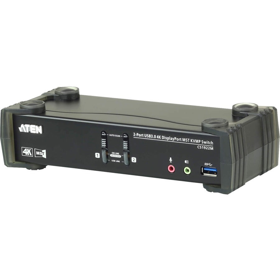 ATEN 2-Port USB 3.0 4K DisplayPort MST KVMP Switch (Cables Included)-TAA Compliant - 2 Computer(s) - 1 Local User(s) - 4096 x 2160 - 6 x USB - 1 x HDMI - Desktop - 3 x DisplayPort - CS1922M - eCommerce Business Prime