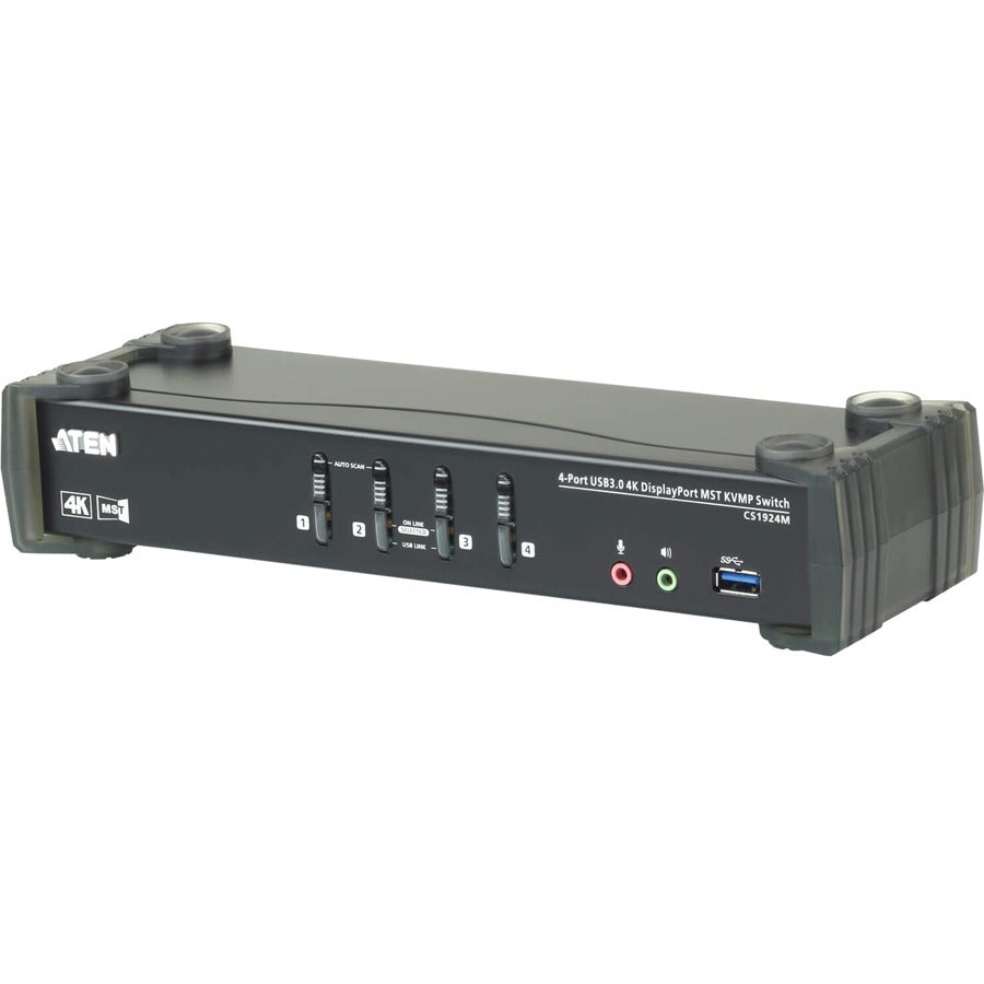 ATEN 4-Port USB 3.0 4K DisplayPort MST KVMP Switch (Cables Included)-TAA Compliant - 4 Computer(s) - 1 Local User(s) - 4096 x 2160 - 8 x USB - 1 x HDMI - Desktop - 5 x DisplayPort - CS1924M - eCommerce Business Prime