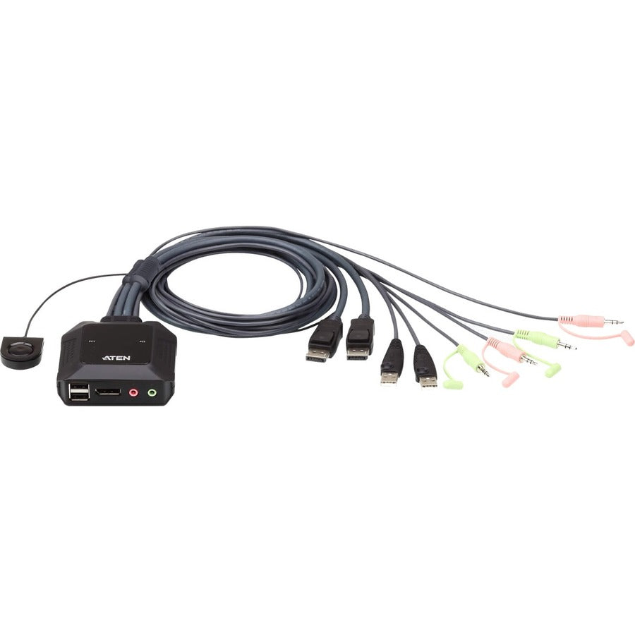 ATEN 2-Port USB DisplayPort Cable KVM Switch with Remote Port Selector - 2 Computer(s) - 1 Local User(s) - 2560 x 1600 - 2 x USB - 1 x DisplayPort - CS22DP - eCommerce Business Prime