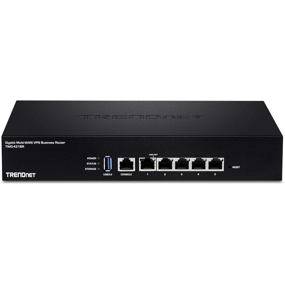TRENDnet Gigabit Multi-WAN VPN Business Router; TWG-431BR; 5 x Gigabit ports; 1 x Console Port; QoS; Inter-VLAN Routing; Dynamic Routing; Load-Balancing; High Availability; Online Firmware Updates - G...  - TWG-431BR - eCommerce Business Prime