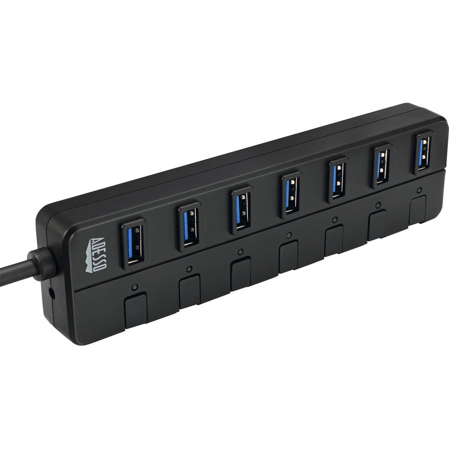 Adesso 7-ports USB 3.0 Hub with 5V2A Power Adaptor - USB - External - 7 USB Port(s) - 7 USB 3.0 Port(s) - PC, Mac - AUH-3070P - eCommerce Business Prime