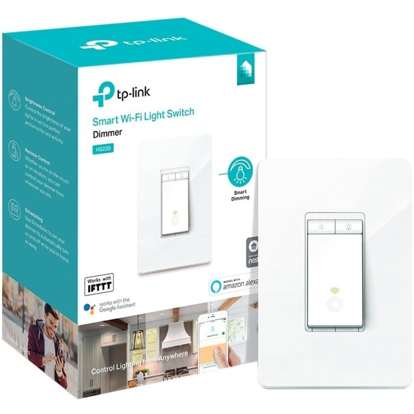TP-Link Kasa Smart HS220 - Kasa Smart Dimmer Switch - Single Pole, Needs Neutral Wire, 2.4GHz Wi-Fi Light Switch Works with Alexa and Google Home, UL Certified, No Hub Required - HS220