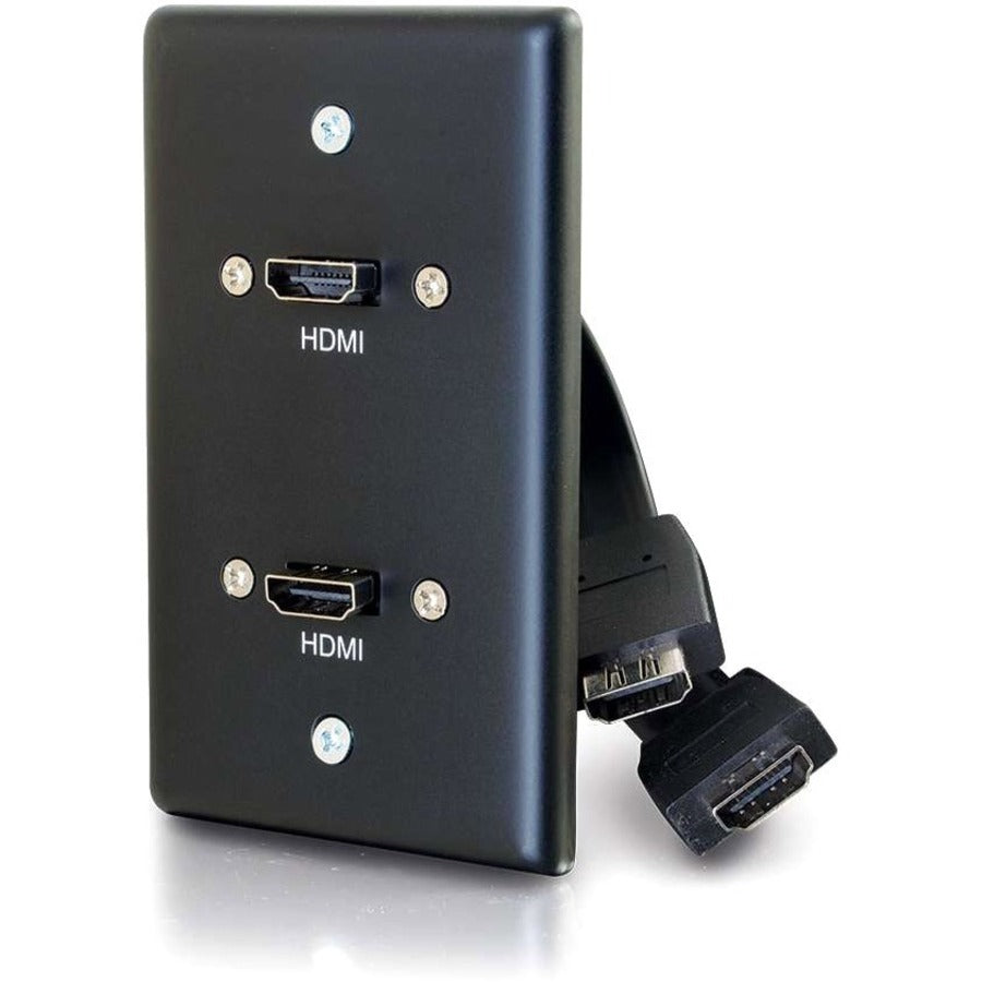C2G Single Gang Wall Plate with Dual HDMI Pigtails Black - 1-gang - Black - Aluminum - 2 x HDMI Port(s) - 39879 - eCommerce Business Prime