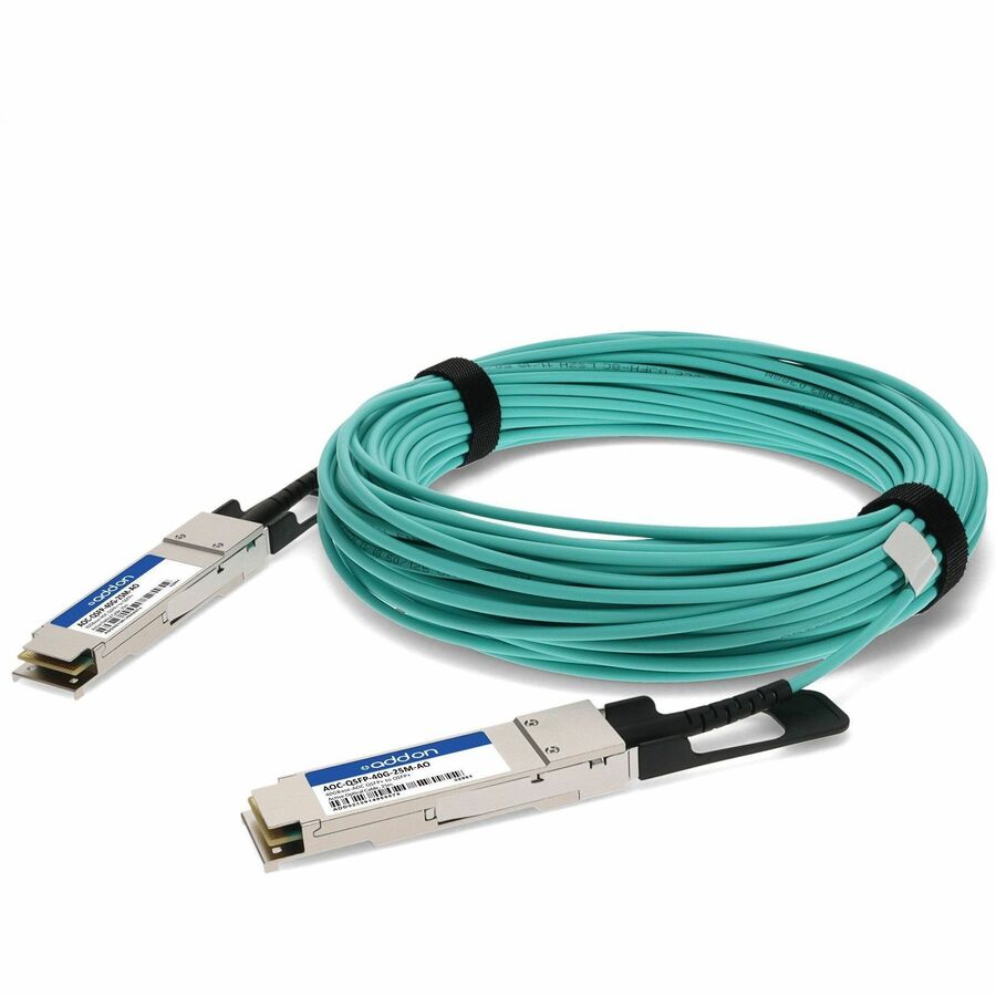 AddOn Dell Compatible TAA Compliant 40GBase-AOC QSFP+ to QSFP+ Active Optical Cable (850nm, MMF, 25m) - 100% application tested and guaranteed to work - AOC-QSFP-40G-25M-AO - eCommerce Business Prime