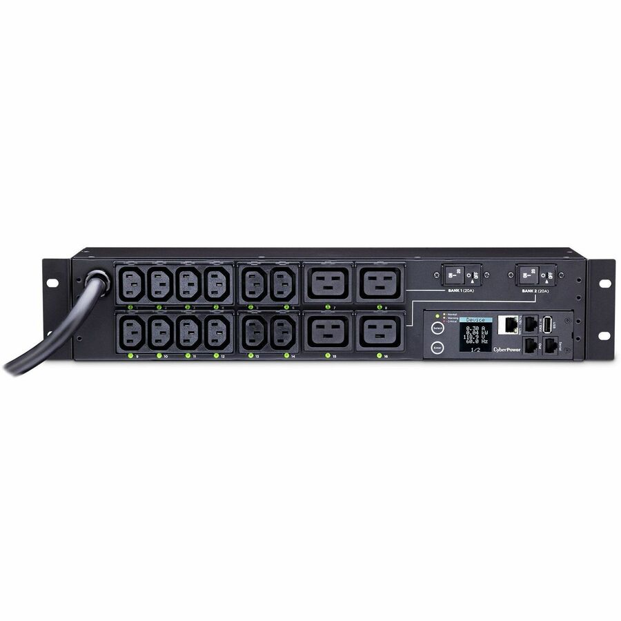 CyberPower PDU41008 Single Phase 200 - 240 VAC 30A Switched PDU - 16 Outlets, 12 ft, NEMA L6-30P, Horizontal, 2U, SNMP, 3YR Warranty - PDU41008 - eCommerce Business Prime