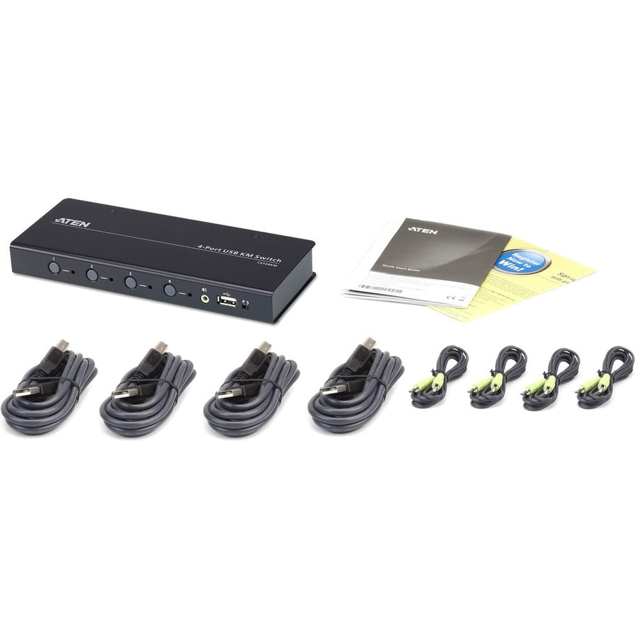 ATEN 4-port USB Boundless KM Switch - 4 Computer(s) - 1 Local User(s) - 1 x Network (RJ-45) - 8 x USB - Rack-mountable - CS724KM - eCommerce Business Prime