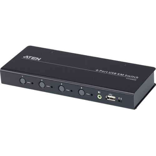 ATEN 4-port USB Boundless KM Switch - 4 Computer(s) - 1 Local User(s) - 1 x Network (RJ-45) - 8 x USB - Rack-mountable - CS724KM - eCommerce Business Prime