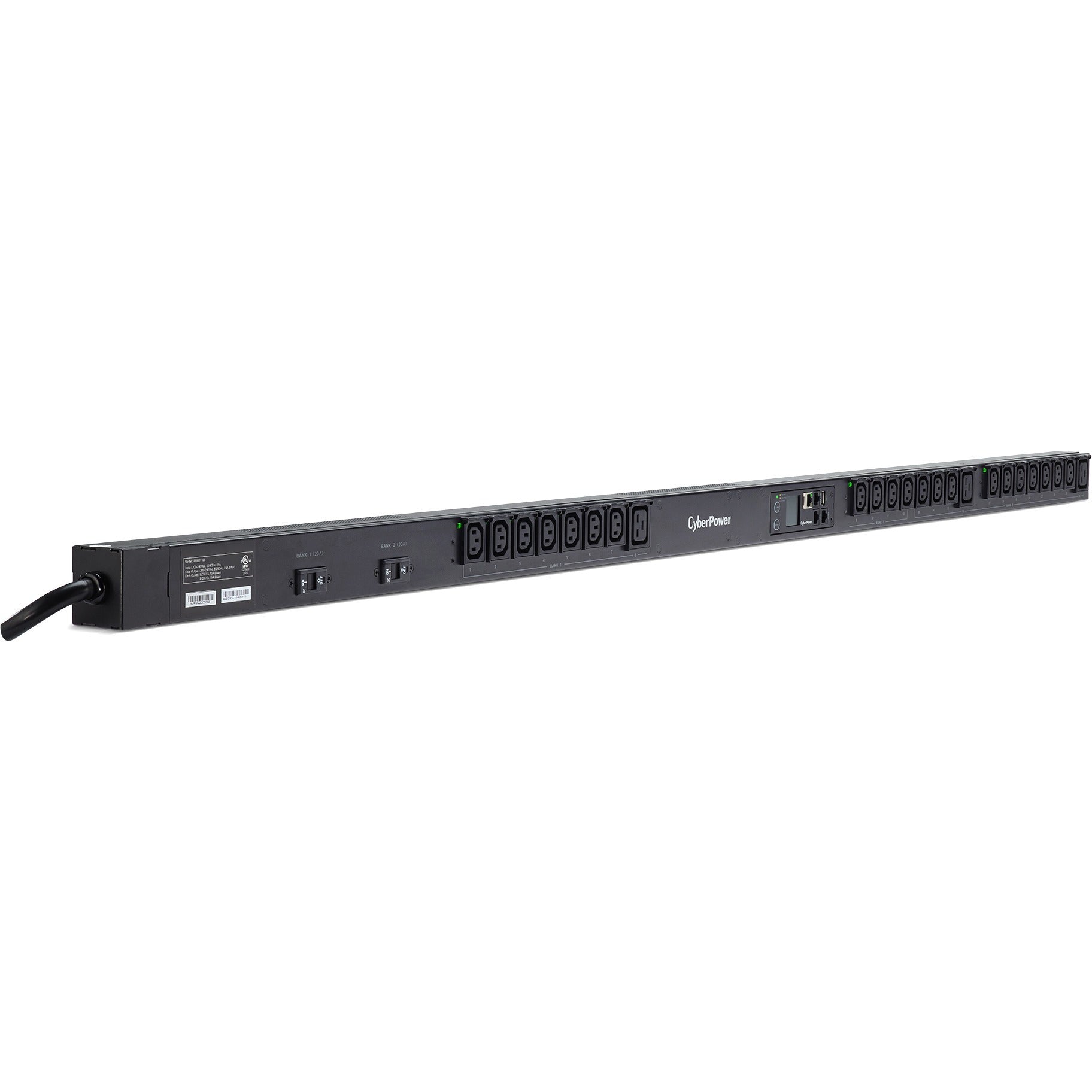 CyberPower PDU41105 200 - 240 VAC 30A Switched PDU - 24 Outlets, 24 ft, NEMA L6-30P, Vertical, 0U, LCD, 3YR Warranty - eCommerce Business Prime