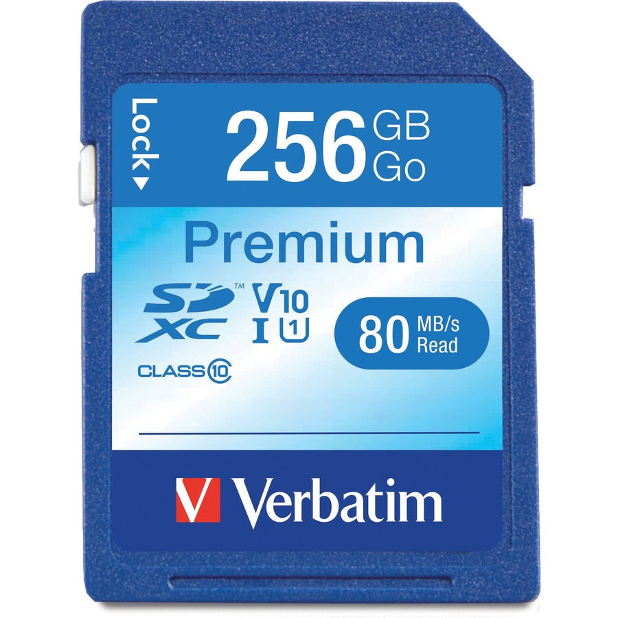 Verbatim 256GB Premium SDXC Memory Card, UHS-I V10 U1 Class 10 - 90 MB/s Read - Lifetime Warranty - 99828 - eCommerce Business Prime