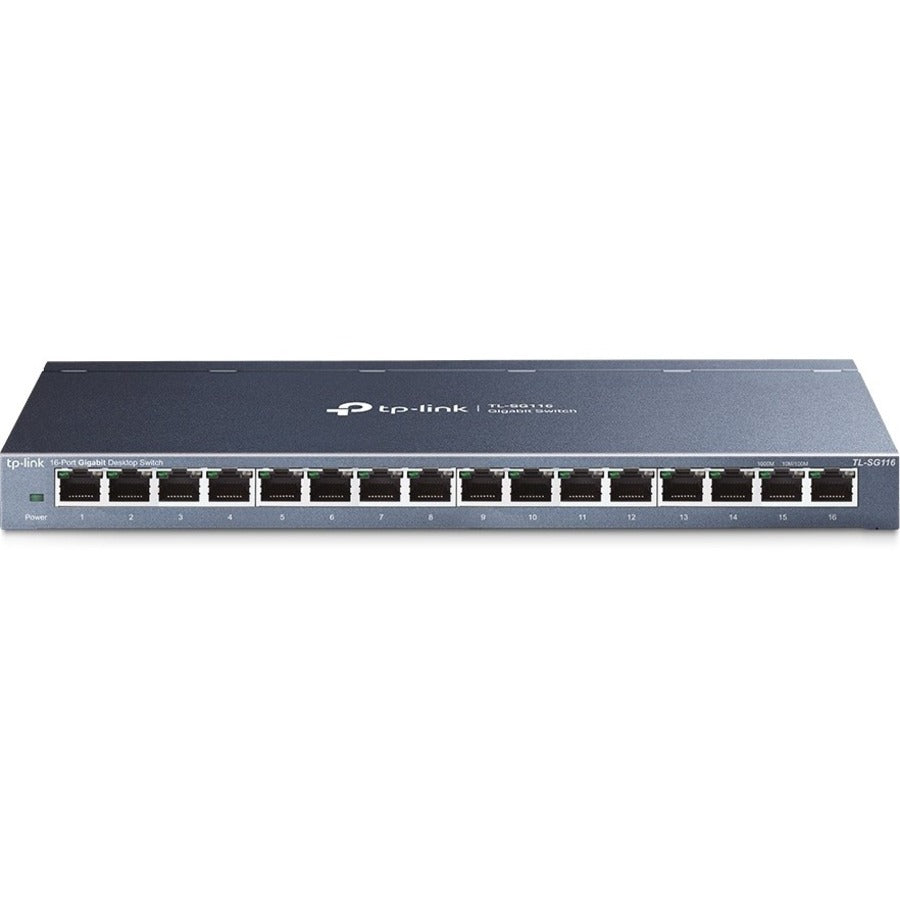 TP-Link TL-SG116 - 16-Port Gigabit Ethernet Network Switch - Limited Lifetime Protection - Desktop/ Wall-Mount, Fanless - Sturdy Metal w/ Shielded Ports - Traffic Optimization - Unmanaged - Black - TL-SG116 - eCommerce Business Prime