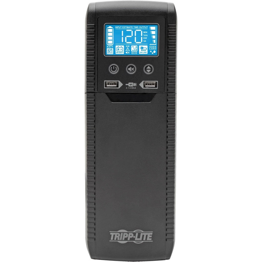 Tripp Lite 1300VA UPS Eco Green Battery Back Up AVR 120V USB Energy Star V2.0 - 1300 VA/720 W - 110 V AC, 115 V AC, 120 V AC, 5 V DC - 3 Minute Stand-by Time - Tower - 10 x NEMA 5-15R, 2 x USB - ECO1300LCD - eCommerce Business Prime