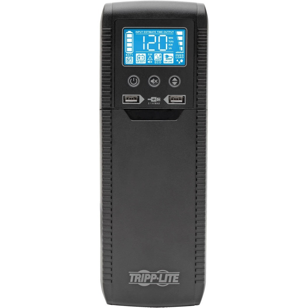 Tripp Lite 1300VA UPS Eco Green Battery Back Up AVR 120V USB Energy Star V2.0 - 1300 VA/720 W - 110 V AC, 115 V AC, 120 V AC, 5 V DC - 3 Minute Stand-by Time - Tower - 10 x NEMA 5-15R, 2 x USB - ECO1300LCD - eCommerce Business Prime