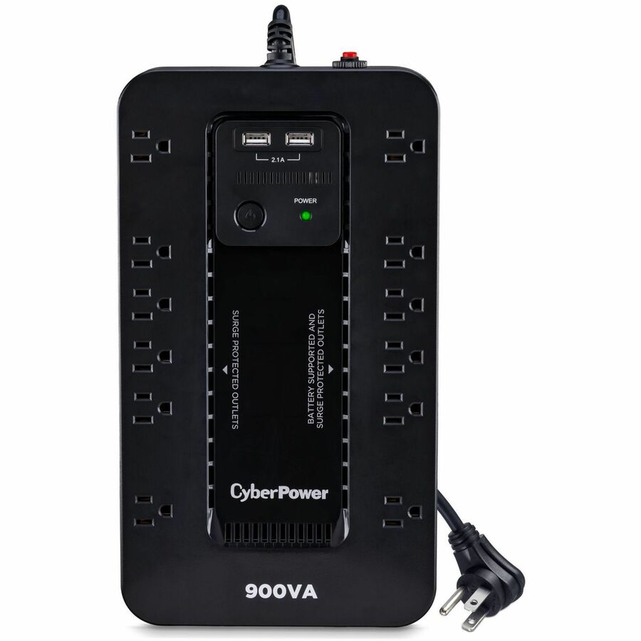 CyberPower ST900U Standby UPS Systems - 900VA/500W, 120 VAC, NEMA 5-15P, Compact, 12 Outlets, PowerPanel&reg; Personal, $125000 CEG, 3YR Warranty - ST900U - eCommerce Business Prime