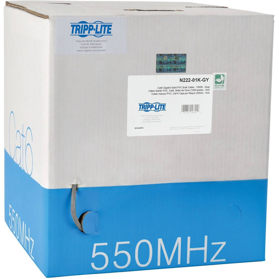 Tripp Lite 1000FT PVC CMR CAT 6 SOLID UTP BULK CABLE Gray 1000' - 1000ft - Gray - N222-01K-GY - eCommerce Business Prime