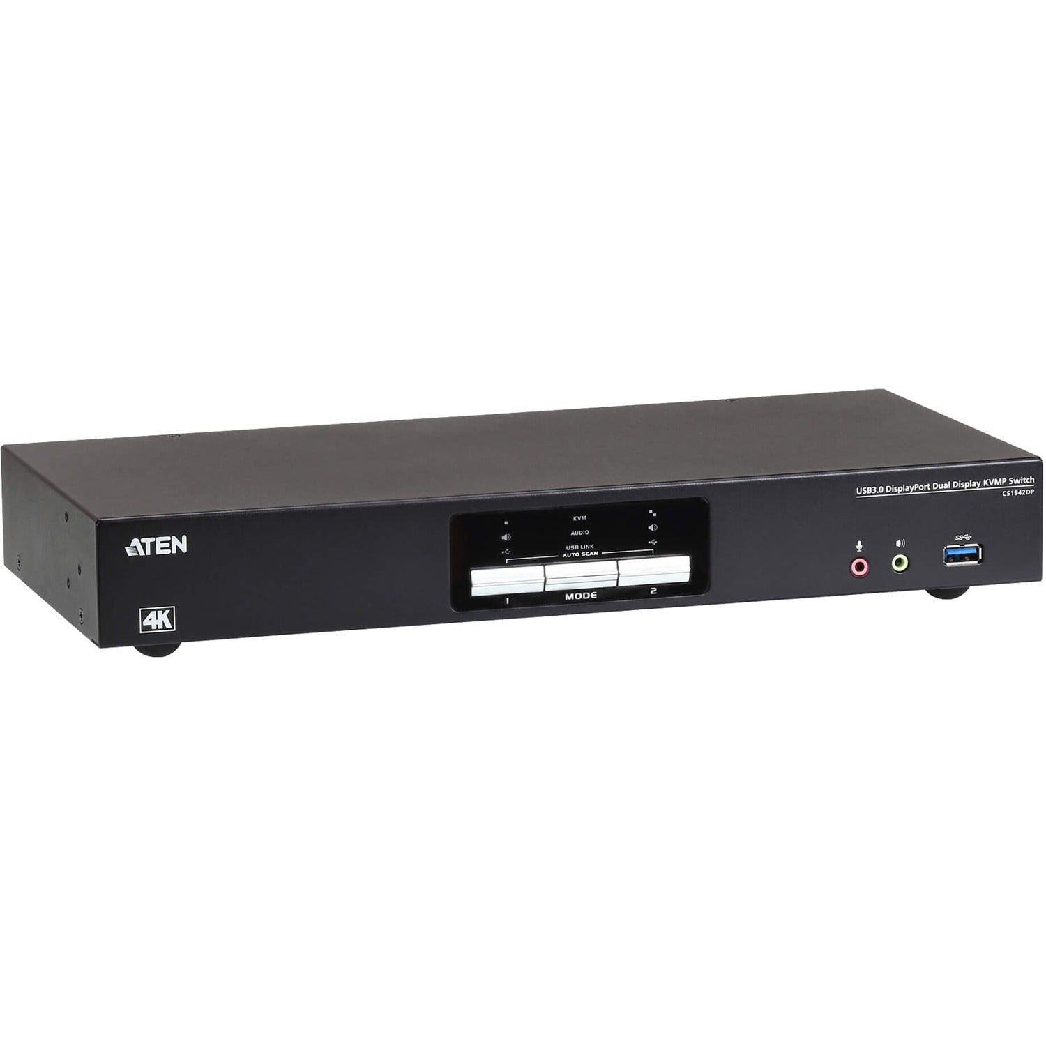 ATEN 2-Port USB 3.0 4K DisplayPort Dual Display KVMP Switch-TAA Compliant - 2 Computer(s) - 1 Local User(s) - 4096 x 2160 - 1 x Network (RJ-45) - 6 x USB - Rack-mountable - 6 x DisplayPort - CS1942DP - eCommerce Business Prime
