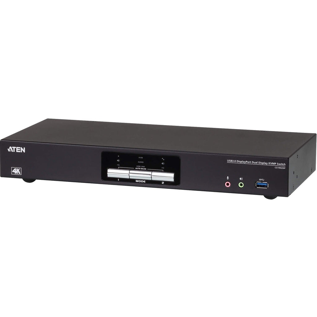 ATEN 2-Port USB 3.0 4K DisplayPort Dual Display KVMP Switch-TAA Compliant - 2 Computer(s) - 1 Local User(s) - 4096 x 2160 - 1 x Network (RJ-45) - 6 x USB - Rack-mountable - 6 x DisplayPort - CS1942DP - eCommerce Business Prime