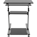 Tripp Lite Rolling Standing Desk/Workstation on Wheels, Height Adjustable, Mobile - 132.28 lb Load Capacity - 4 x Shelf(ves) - Floor - Medium Density Fiberboard (MDF), Steel - Black - WWSSRC - eCommerce Business Prime