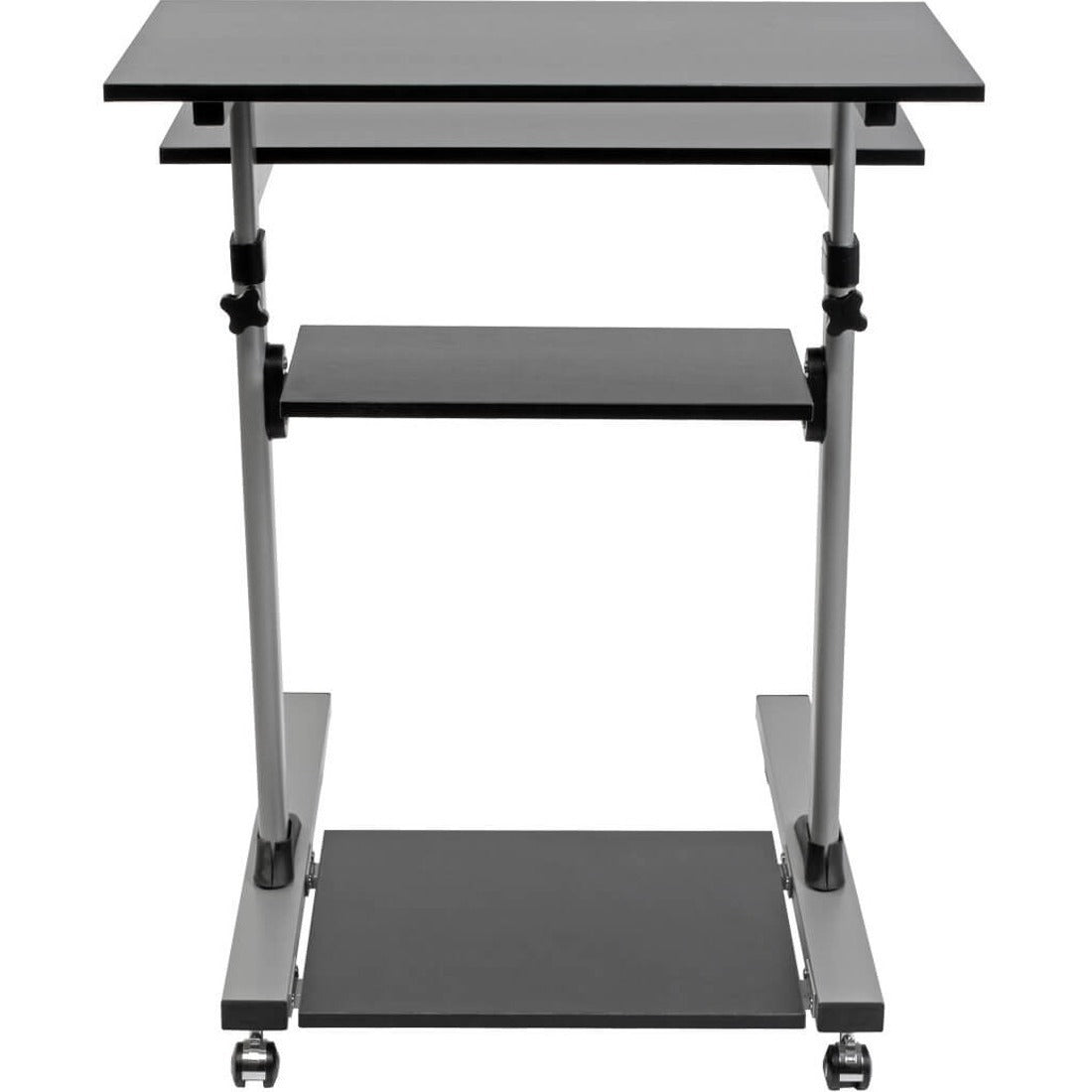 Tripp Lite Rolling Standing Desk/Workstation on Wheels, Height Adjustable, Mobile - 132.28 lb Load Capacity - 4 x Shelf(ves) - Floor - Medium Density Fiberboard (MDF), Steel - Black - WWSSRC - eCommerce Business Prime