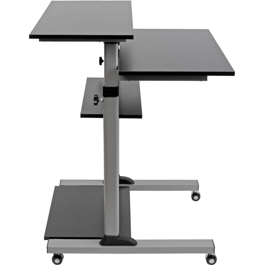 Tripp Lite Rolling Standing Desk/Workstation on Wheels, Height Adjustable, Mobile - 132.28 lb Load Capacity - 4 x Shelf(ves) - Floor - Medium Density Fiberboard (MDF), Steel - Black - WWSSRC - eCommerce Business Prime