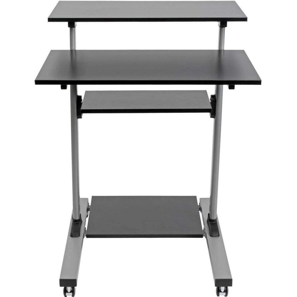 Tripp Lite Rolling Standing Desk/Workstation on Wheels, Height Adjustable, Mobile - 132.28 lb Load Capacity - 4 x Shelf(ves) - Floor - Medium Density Fiberboard (MDF), Steel - Black - WWSSRC - eCommerce Business Prime