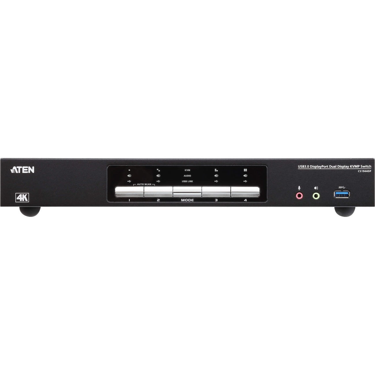 ATEN 4-Port USB 3.0 4K DisplayPort Dual Display KVMP Switch-TAA Compliant - 4 Computer(s) - 1 Local User(s) - 4096 x 2160 - 1 x Network (RJ-45) - 8 x USB - Desktop - 10 x DisplayPort - CS1944DP - eCommerce Business Prime