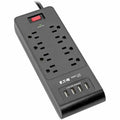 Tripp Lite Surge Protector Power Strip 8-Outlets 4 USB Ports 6ft Cord Black - 8 x NEMA 5-15R, 4 x USB - 1875 VA - 1800 J - 120 V AC Input - TLP864USBB - eCommerce Business Prime