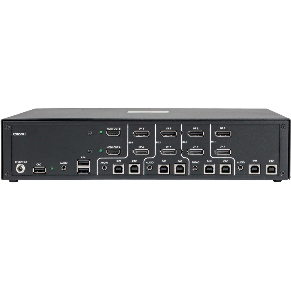 Tripp Lite Secure KVM Switch 4-Port Dual Monitor HDMI / DP NIAP PP3.0 w/CAC - 4 Computer(s) - 1 Local User(s) - 3840 x 2160 - 11 x USB - 2 x HDMI - 8 x DisplayPort - TAA Compliant - B002-HD2AC4 - eCommerce Business Prime