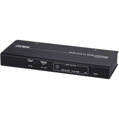 ATEN 4K HDMI/DVI to HDMI Converter with Audio De-Embedder - 3840 × 2160 - DVI In - 1 x HDMI In - 1 x HDMI Out - Metal - VC881 - eCommerce Business Prime