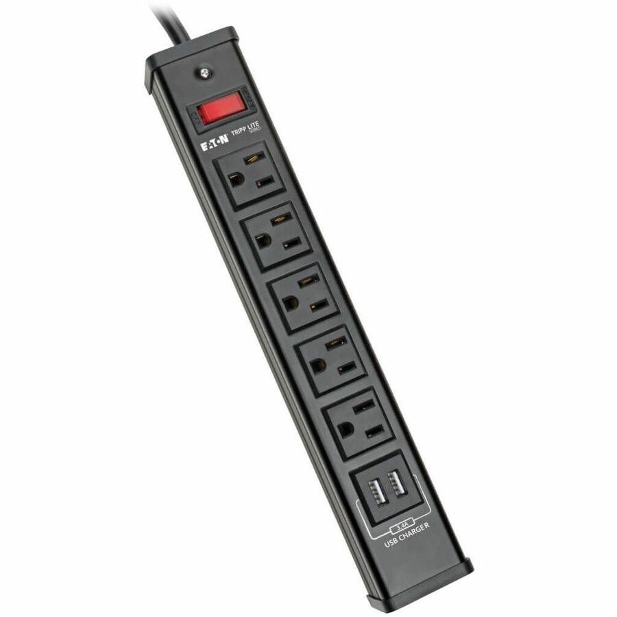 Tripp Lite Surge Protector Power Strip 5-Outlet 2 USB Charging Ports 6ft Cord - 5 x NEMA 5-15R, 2 x USB - 1875 VA - 450 J - 120 V AC Input - TLM526USBB - eCommerce Business Prime