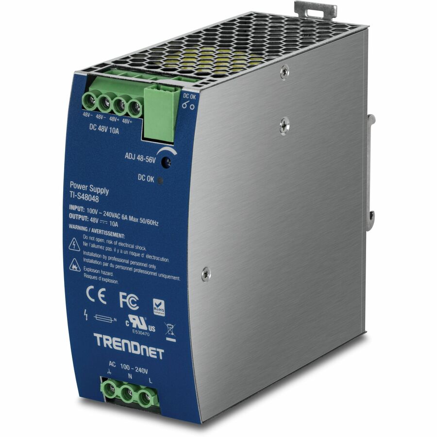 TRENDnet 480W, 48V DC, 10A AC to DC DIN-Rail Power Supply with PFC Function, TI-S48048 - 48V 480W Output Industrial - TI-S48048 - eCommerce Business Prime