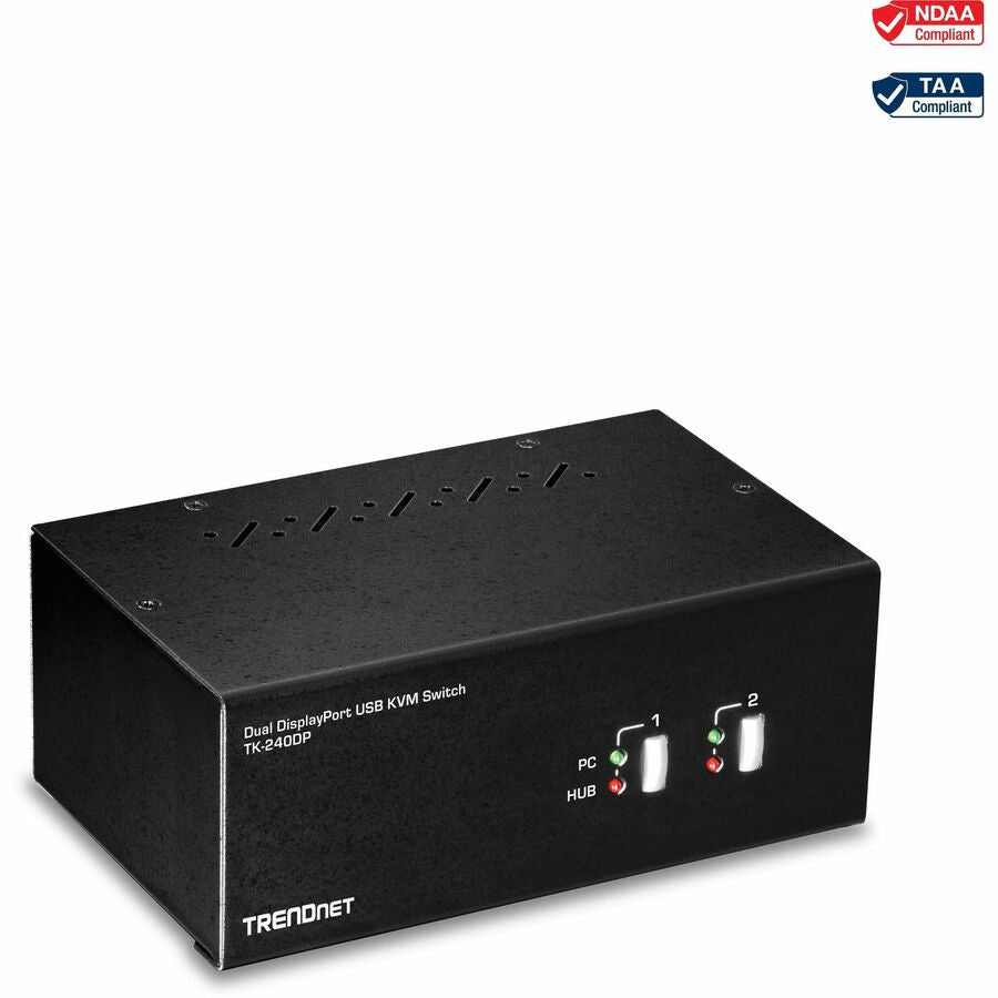 TRENDnet 2-Port Dual Monitor DisplayPort KVM Switch With Audio, 2-Port USB 2.0 Hub, 4K UHD Resolutions Up To 3840 x 2160, Connect Two DisplayPort Monitors, Dual Monitor KVM Switch, Black, TK-240DP - 2...  - TK-240DP - eCommerce Business Prime
