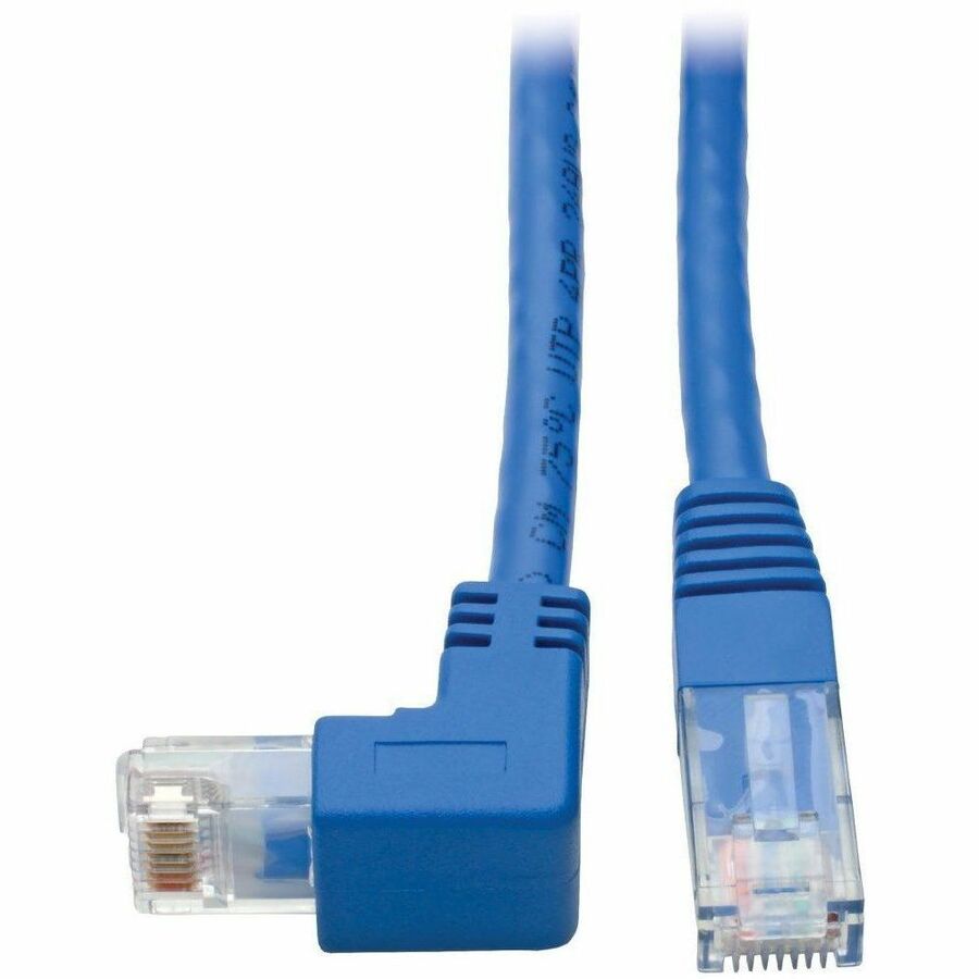 Tripp Lite Down-Angle Cat6 UTP Patch Cable (RJ45) - 1 ft., M/M, Gigabit, Molded, Blue - 1 ft Category 6 Network Cable for Workstation, Network Device, Switch, Printer, Router, Server, Modem - First En...  - N204-001-BL-DN
