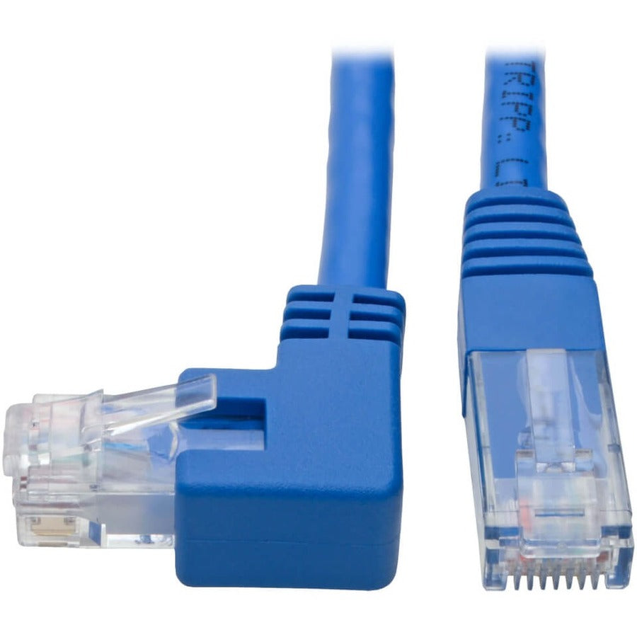 Tripp Lite Left-Angle Cat6 UTP Patch Cable (RJ45) - 1 ft., M/M, Gigabit, Molded, Blue - 1 ft Category 6 Network Cable for Workstation, Network Device, Switch, Printer, Router, Server, Modem, Scanner, ...  - N204-001-BL-LA - eCommerce Business Prime