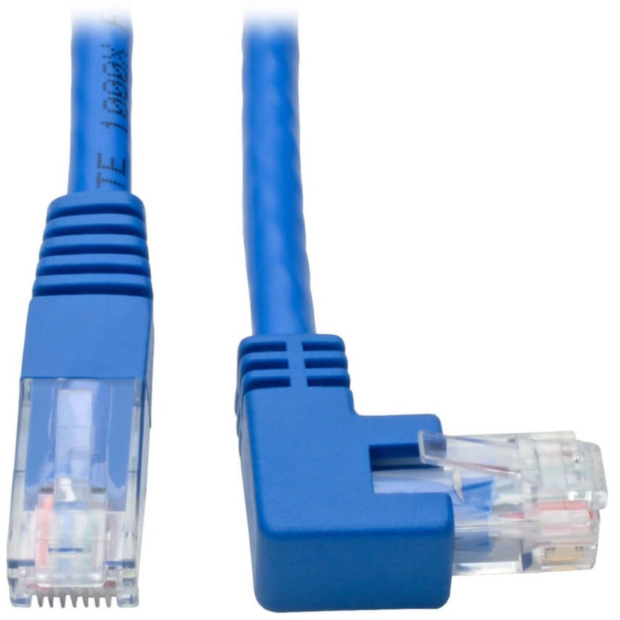 Tripp Lite Right-Angle Cat6 UTP Patch Cable (RJ45) - 1 ft., M/M, Gigabit, Molded, Blue - 1 ft Category 6 Network Cable for Workstation, Network Device, Switch, Printer, Router, Server, Modem, Scanner,...  - N204-001-BL-RA - eCommerce Business Prime