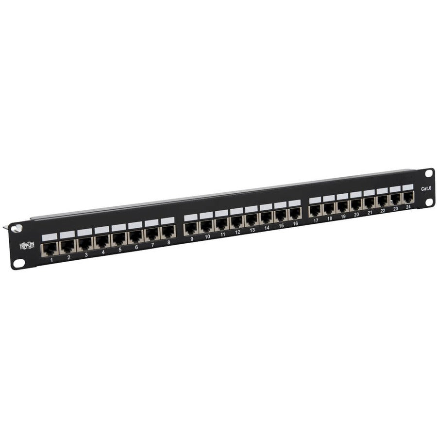 Tripp Lite Cat5e / Cat6 Patch Panel 24-Port Shielded Krone IDC 568B RJ45 1U - 24 Port(s) - 24 x RJ-45 - 1U High - Black - Rack-mountable - TAA Compliant - N252-024-SH-K - eCommerce Business Prime