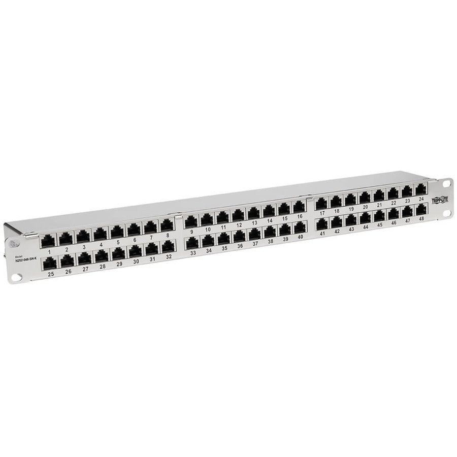 Tripp Lite Cat5e / Cat6 Patch Panel 48-Port Shielded Krone IDC 568B RJ45 1U - 48 Port(s) - 48 x RJ-45 - 1U High - Silver - Rack-mountable - TAA Compliant - N252-048-SH-K - eCommerce Business Prime