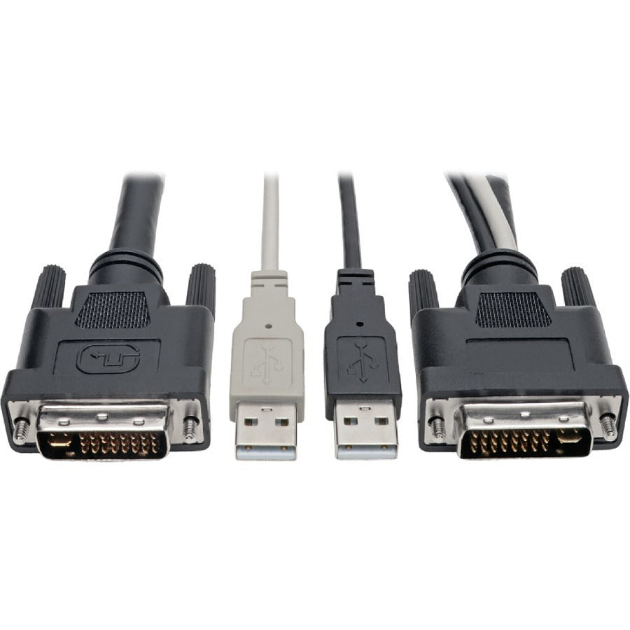 Tripp Lite DVI to USB-A Dual KVM Cable Kit 2x Male 2x Male 1080p @60Hz 10ft - 10 ft KVM Cable for Monitor, Keyboard/Mouse, KVM Switch - First End: 1 x DVI-I (Dual-Link) Male Digital Video - Second End...  - P760-010-DVI - eCommerce Business Prime