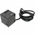 Tripp Lite Surge Protector Power Cube 3-Outlet 6 USB-A 7.2A 6ft Cord Black - 3 x NEMA 5-15R, 6 x USB - 1800 VA - 540 J - 120 V AC Input - TLP366CUBEUSBB - eCommerce Business Prime
