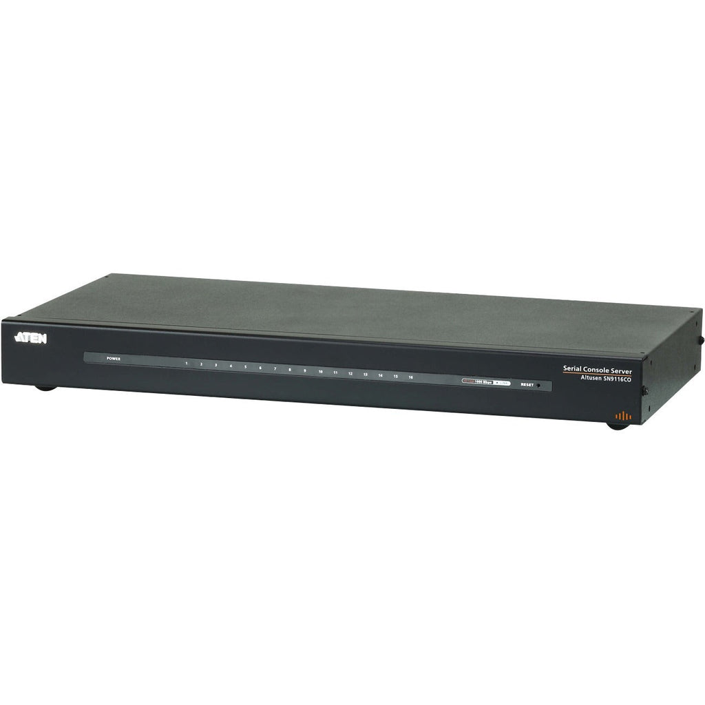 ATEN 16-Port Serial Console Server - Twisted Pair - 1 x Network (RJ-45) - 16 x Serial Port - 10/100/1000Base-T - Gigabit Ethernet - Rack-mountable, Desktop - SN9116CO - eCommerce Business Prime